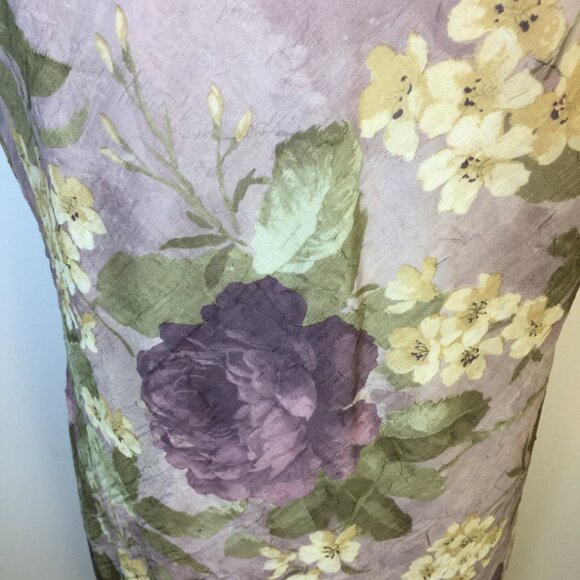 K Studio Midi A-line Dress Sz 14 Woman Purple Floral Cottage Romantic Sleeveless - Picture 4 of 14